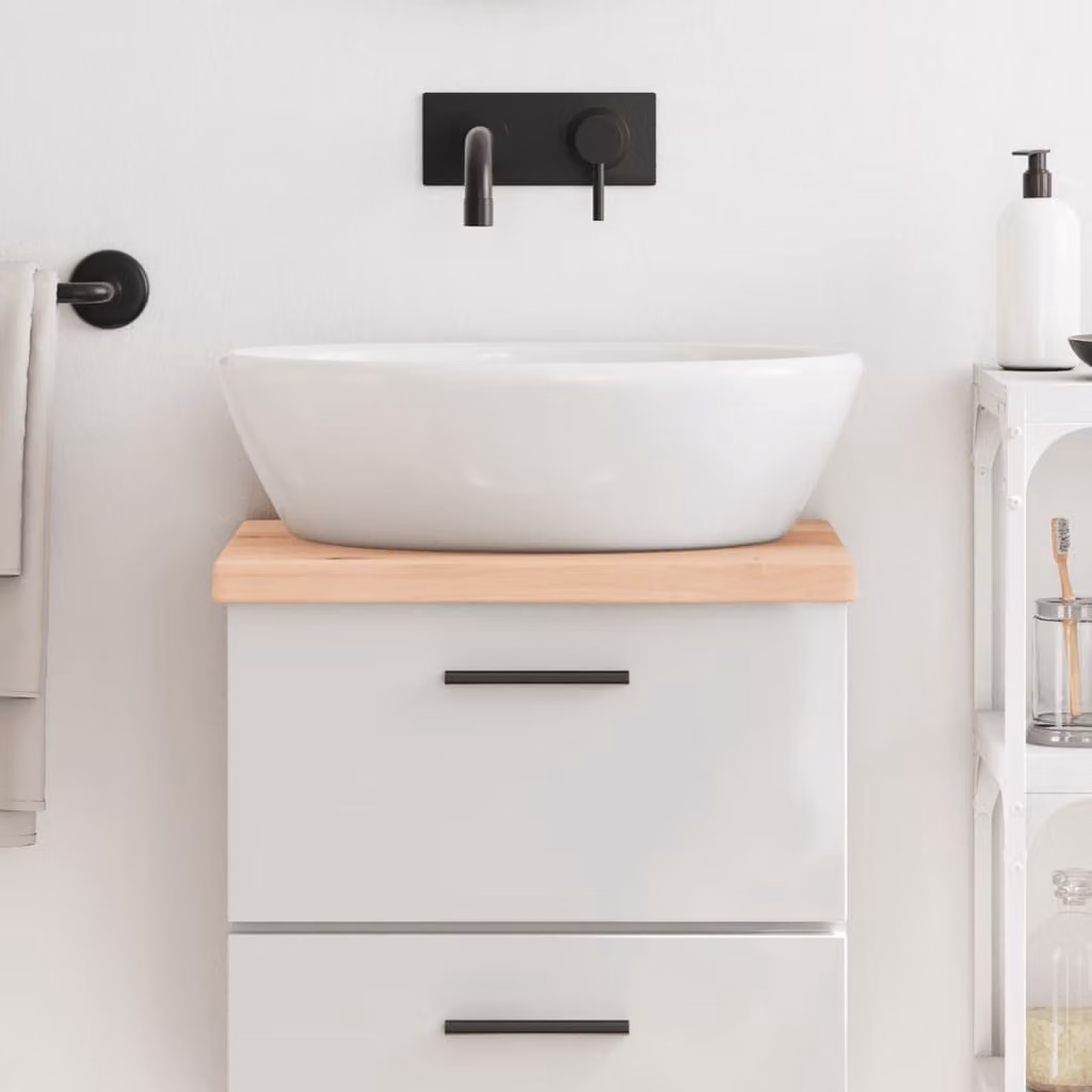 Piano Bagno vidaXL in Legno Massello Non Trattato, Marrone, L 40 x P 30 x H 2-4 cm