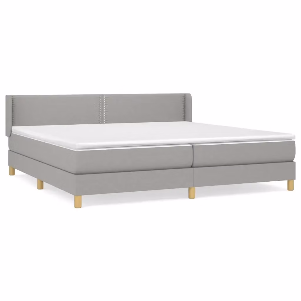 Letto Ibrido vidaXL con Giroletto a Molle e Materasso in Tessuto Grigio e Bianco L/P/H: 200 x 203 x 88 cm – 2