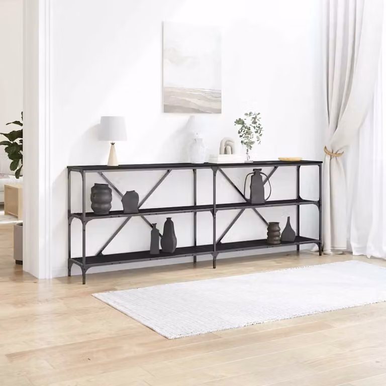 vidaXL Tavolo consolle moderno in rovere nero L/P/H: 200 x 30 x 75 cm