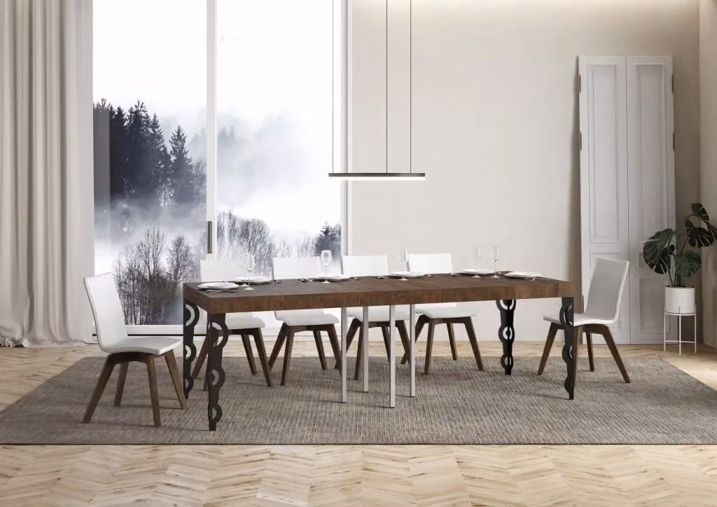 Tavolo allungabile Karayan Premium Bs Com Noce con telaio Antracite L/P: 90 x 90 cm, estensibile fino a 246 cm – 2