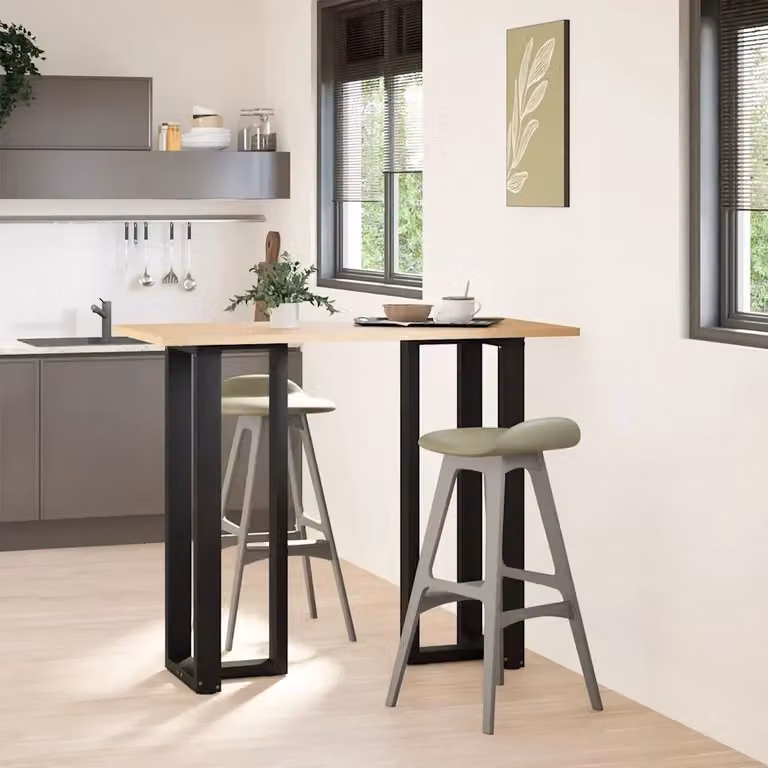 Coppia di gambe per tavolo da bar a forma di T in acciaio nero laccato L/P/H: 50 x 35 x 111 cm