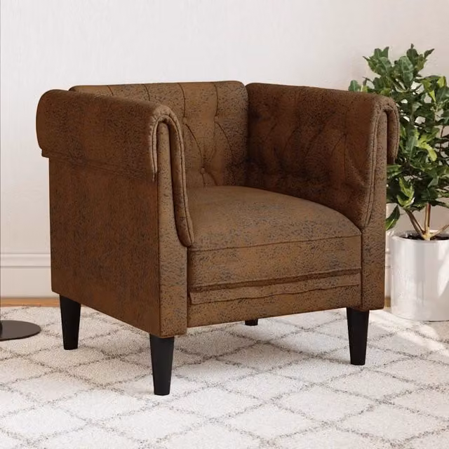 Divano Sedia-Poltrona Chesterfield Marrone in Tessuto