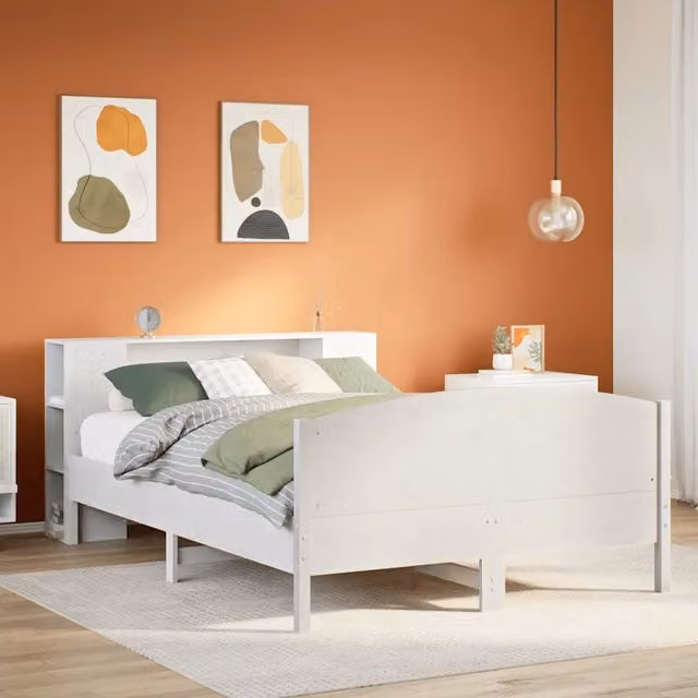 Letto Libreria senza Materasso Bianco 140x200 cm Legno di Pino 3323066