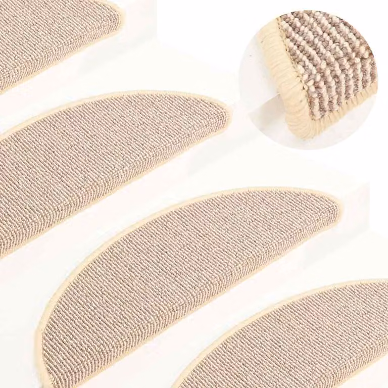 Set di 15 tappetini per scale semicircolari vidaXL, bianco, marrone e beige, antiscivolo e fonoassorbenti, L: 56 cm, P: 17 cm, H: 3 cm