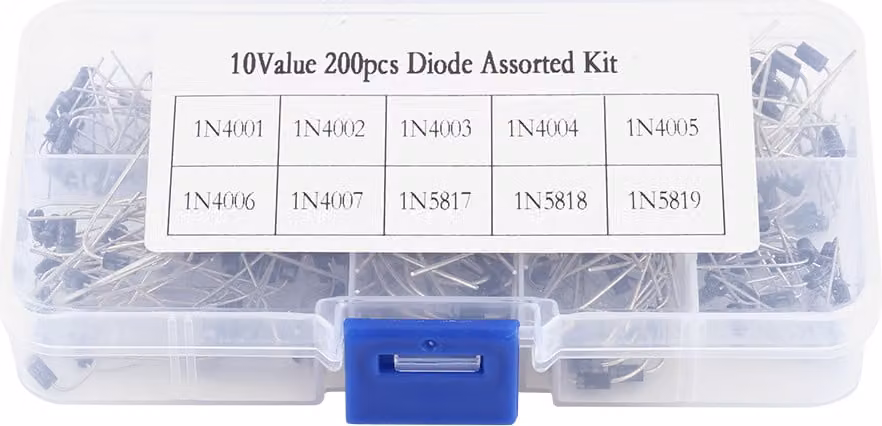 200 pezzi 10 valori di diodi raddrizzatori kit elettronico 1N4001~1N4007 1N5817~1N5819 con scatola