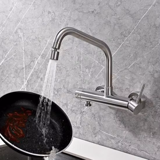 Cranio per cucina - fissaggio al muro - acciaio inossidabile - scarico flessibile