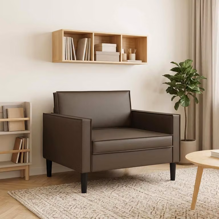 Poltrona XL vidaXL in similpelle marrone con braccioli e design moderno
