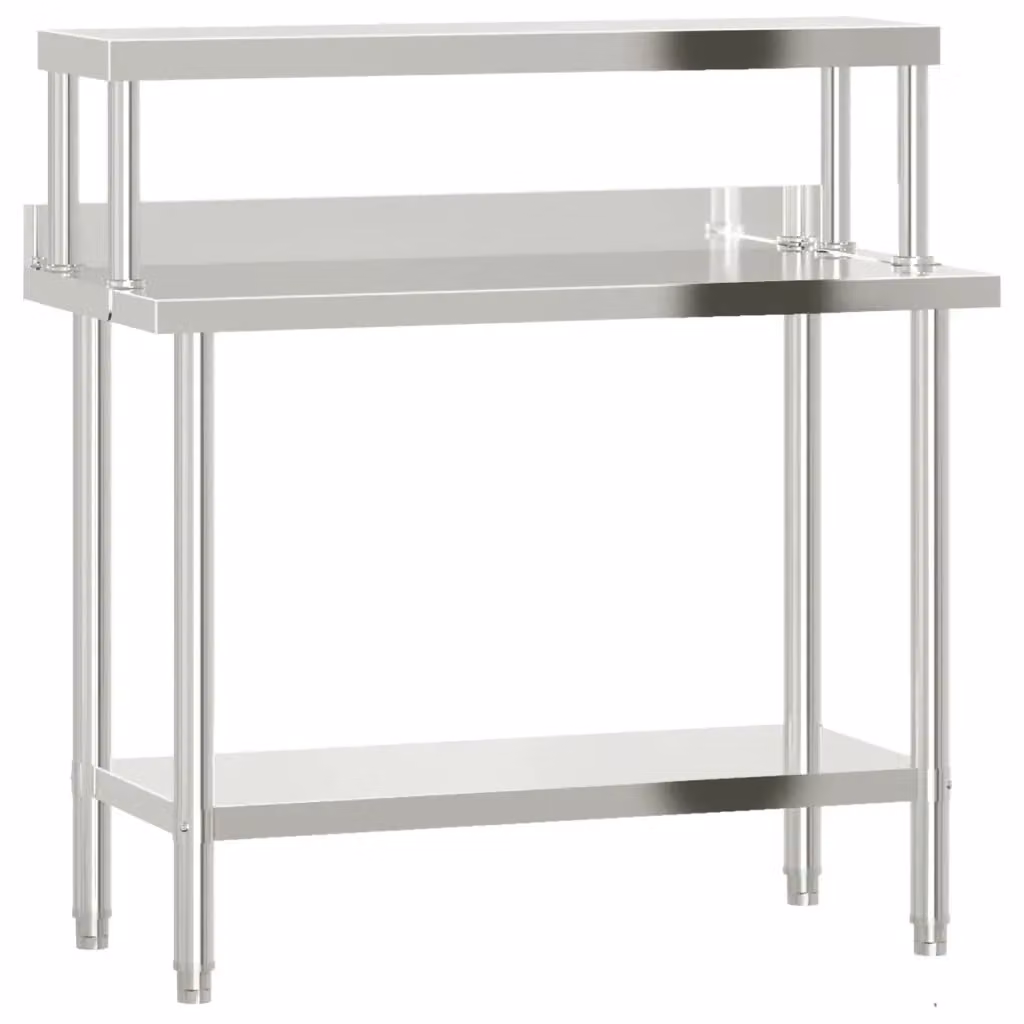 Piano di Lavoro per Cucina Design Mania in Acciaio Inox Argento, L/P/H: 110 x 55 x 120 cm – 2