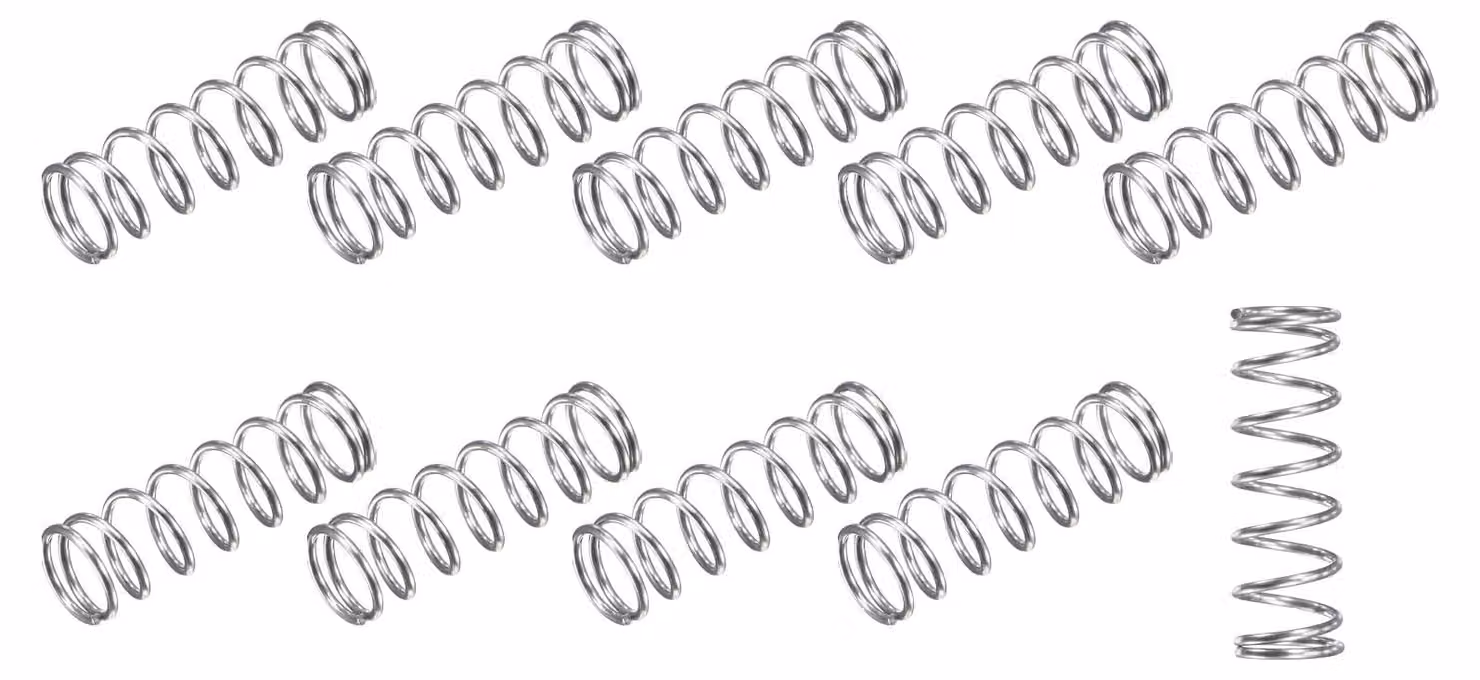 Molle a compression, 20 pezzi, 0,5x7x15 mm, acciaio inossidabile, colore argento
