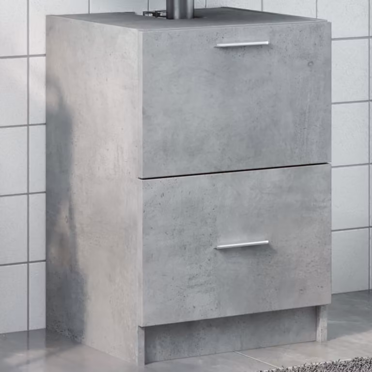 Mobile Lavabo vidaXL Grigio Cemento in Legno Multistrato L: 80 cm, P: 33 cm, H: 60 cm