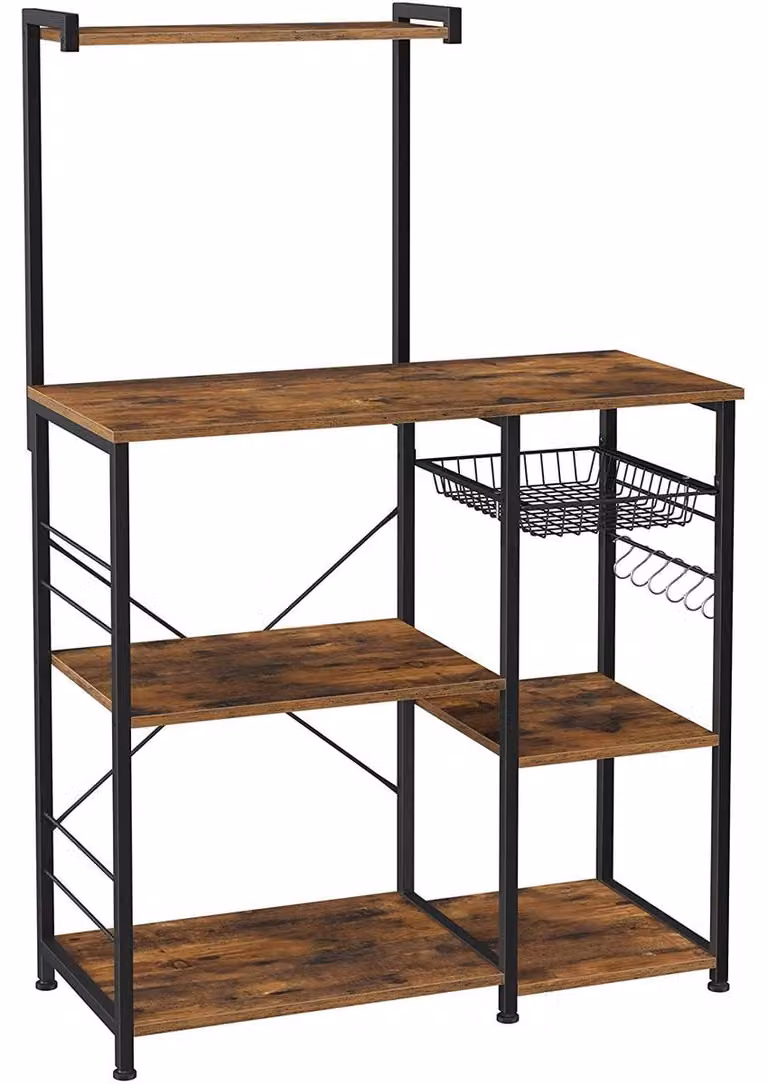 Scaffale cucina industriale alto con gancio e cassetto a rete 90x40x132 cm