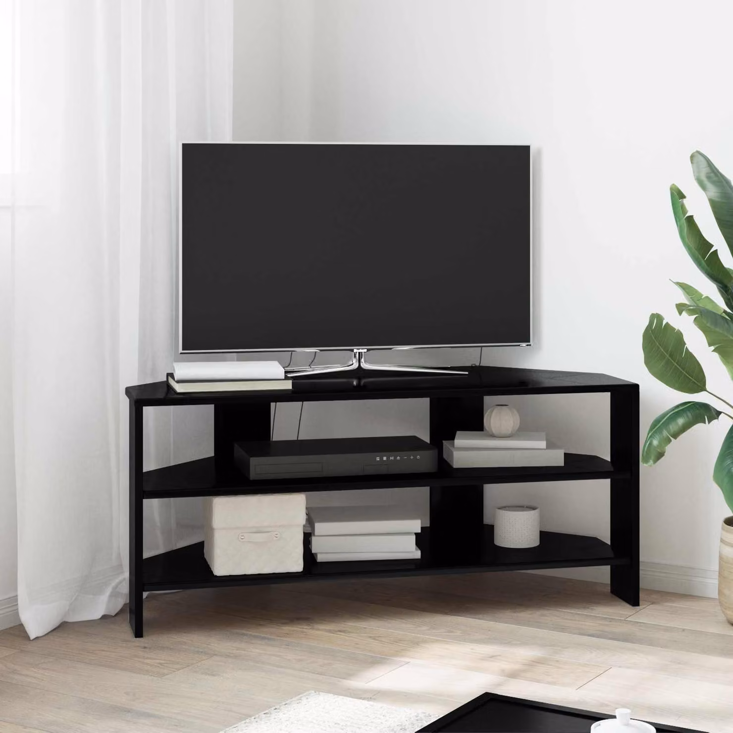 MobileTVAngolare vidaXL Nero in Legno Ingegnerizzato L: 100 cm, P: 40,5 cm, H: 45 cm