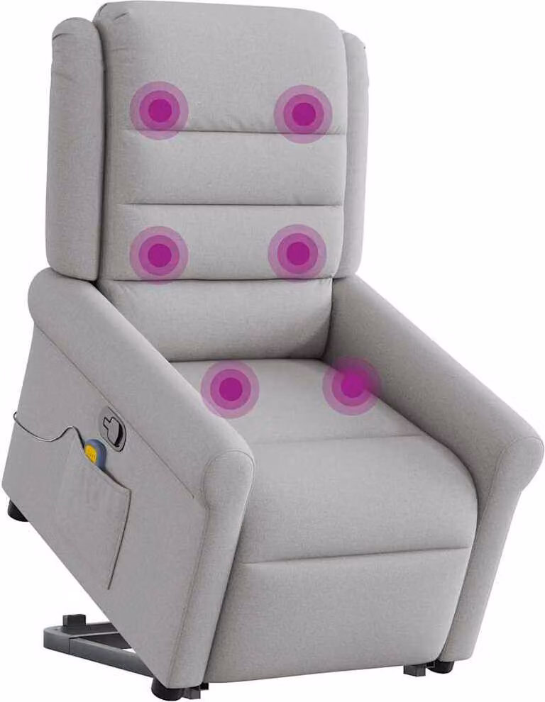 Poltrona Alzapersona Massaggi Reclinabile Grigio Nuvola Tessuto