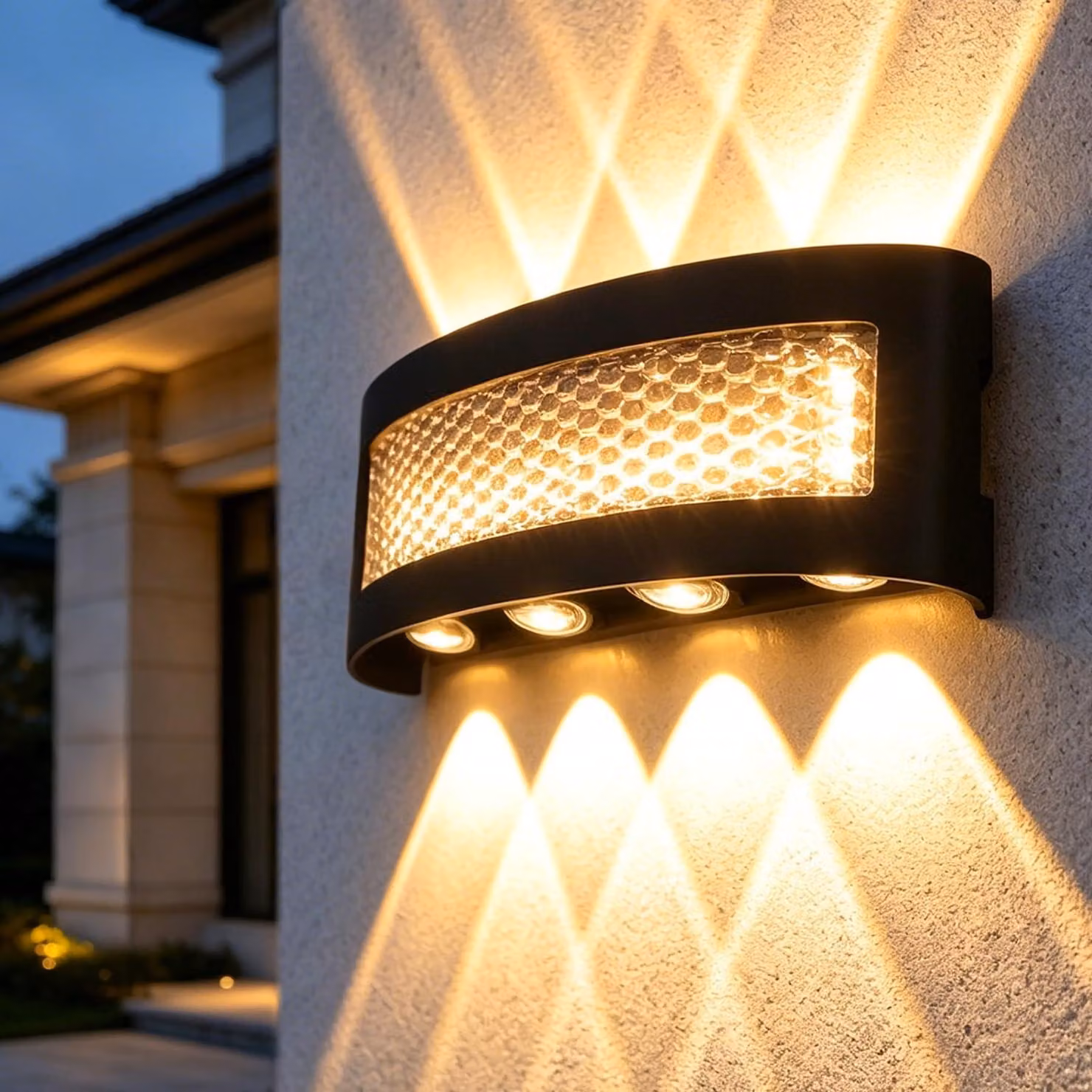 Lampada da parete esterna a LED, 10W, luce bianco caldo, grado di protezione IP65, alluminio, colore nero