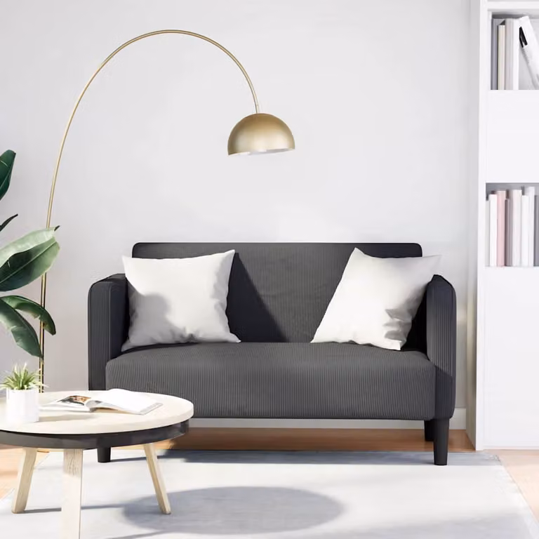 vidaXL Divanetto Moderno in Velluto a Coste Grigio, L: 109 cm, P: 68 cm, H: 74,5 cm