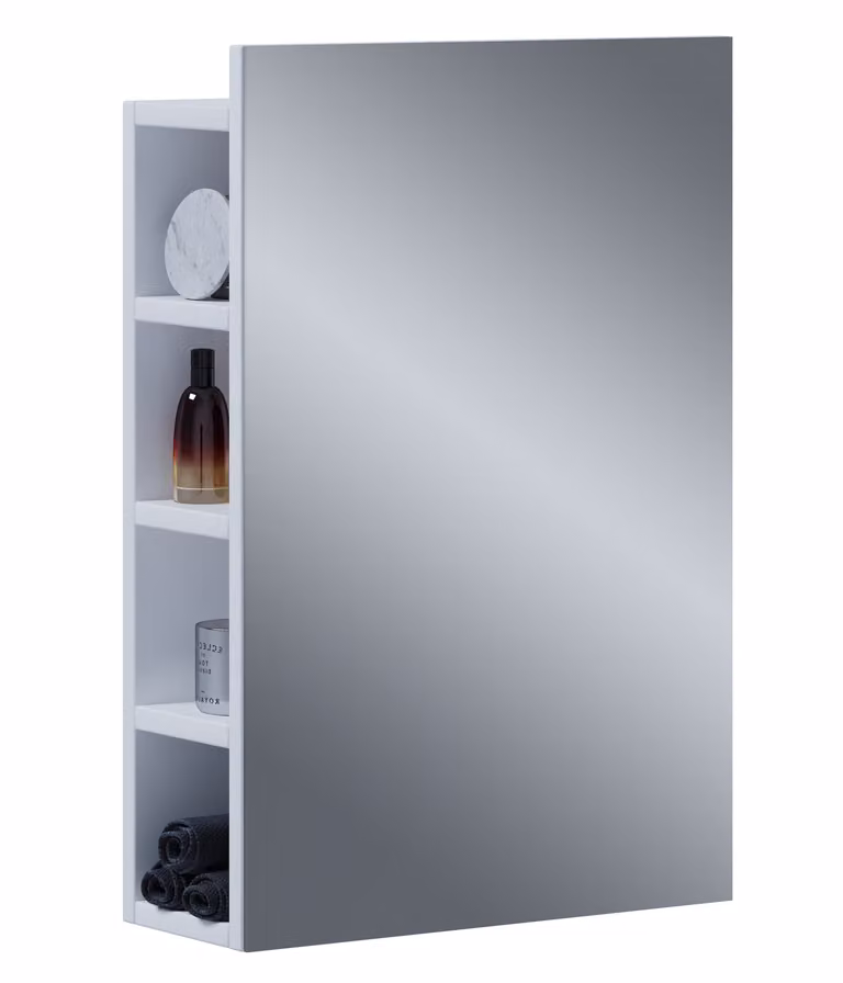 Armadio bagno senza tempo | Dimensioni ca. H. 59 x W. 40 x D. 15 cm | spazio di archiviazione sufficiente | Armadio a specchio - Flandu L