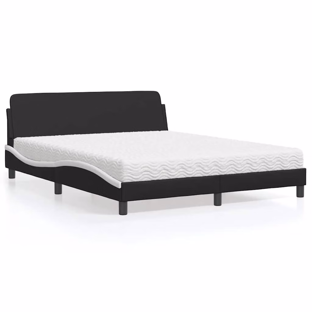 Letto con Materasso Dover vidaXL in Similpelle Nero e Bianco L/P/H: 160 x 200 cm – 1