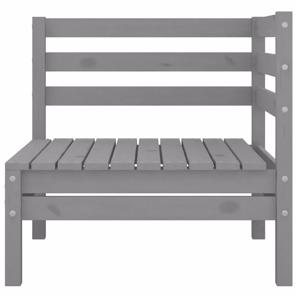 Set di Divani da Giardino a L vidaXL in Legno di Pino Massello con Elementi Angolari e Ottoman, Grigio – 2