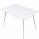 Tavolo da pranzo Emilia allungabile 120-150-180 x 80 cm, 4-10 persone, tavolo da cucina con struttura in metallo, effetto legno, colore: bianco