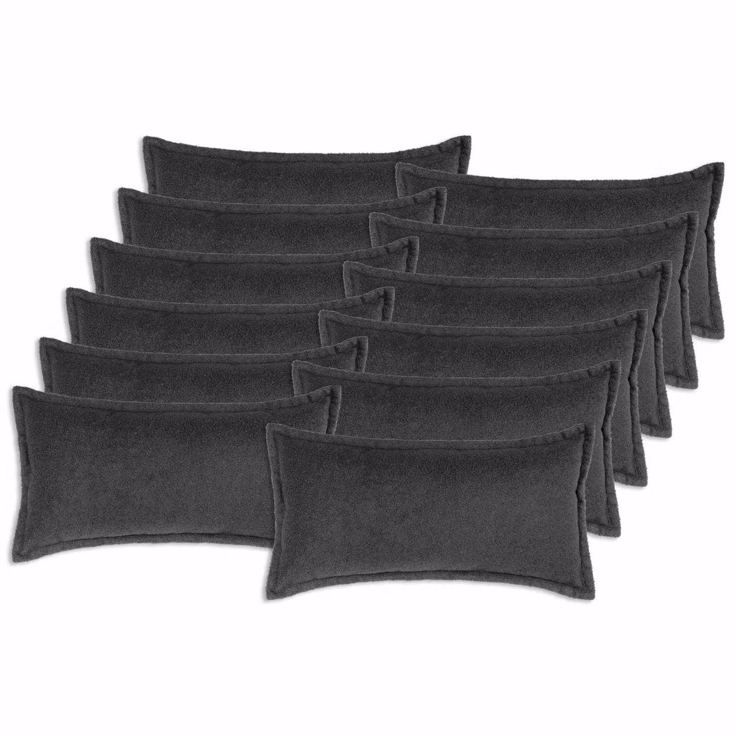 Set di 12 federe vidaXL HOUTEN in tessuto bouclé grigio scuro, L 80 cm x P 40 cm