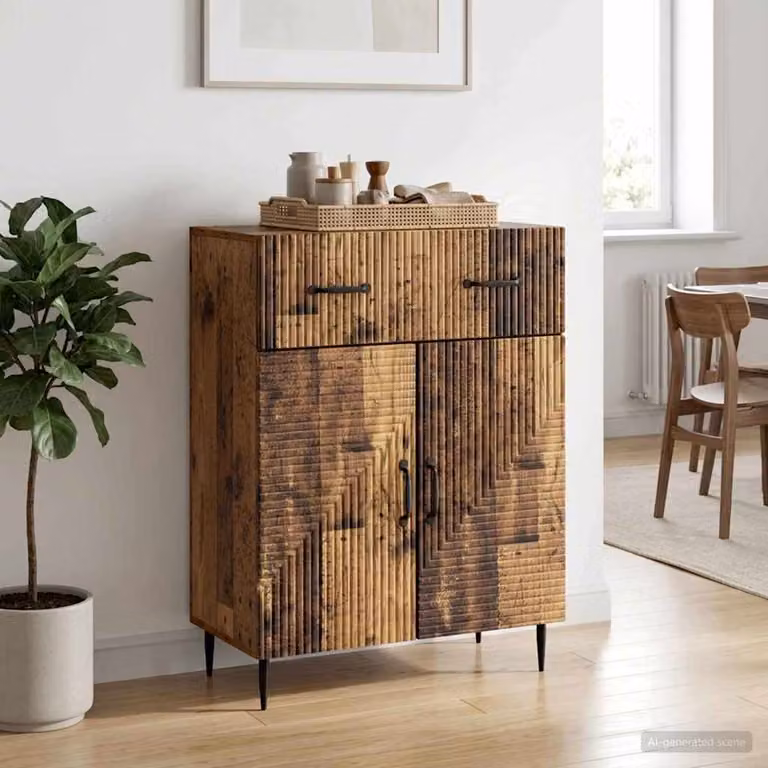 Credenza moderna vidaXL in legno ingegnerizzato e metallo, colore marrone, L: 66 cm, P: 34,5 cm, H: 89,5 cm