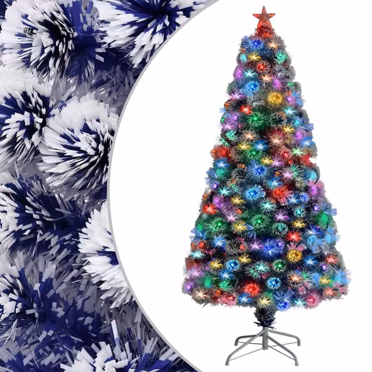 The Living Store Albero di Natale artificiale con LED bianco e blu 120 cm in fibra di vetro