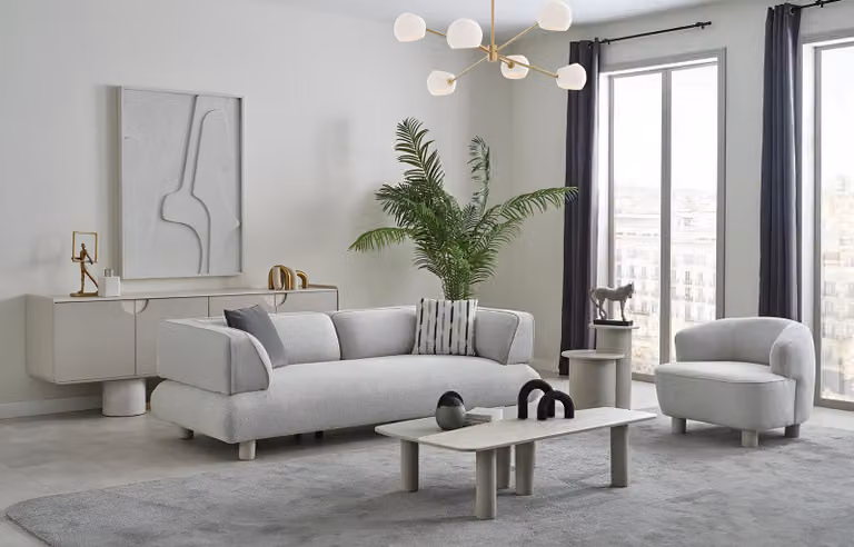 Edle Wohnzimmer Garnitur Polstersofa Designer Sessel Holz Sideboard