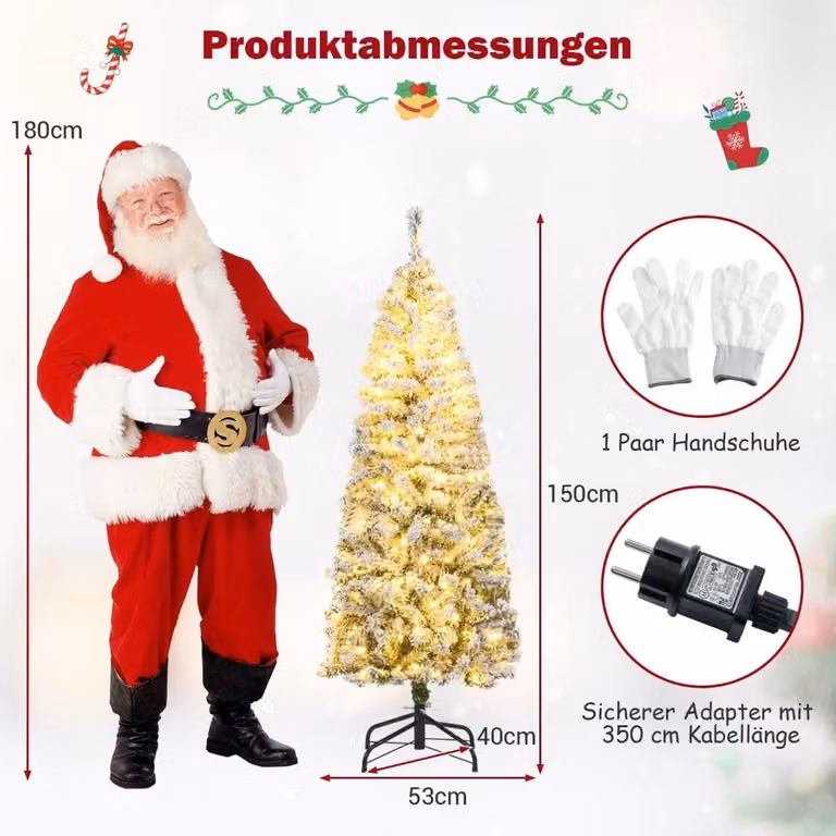 Albero di Natale artificiale da 150 cm con luci a LED