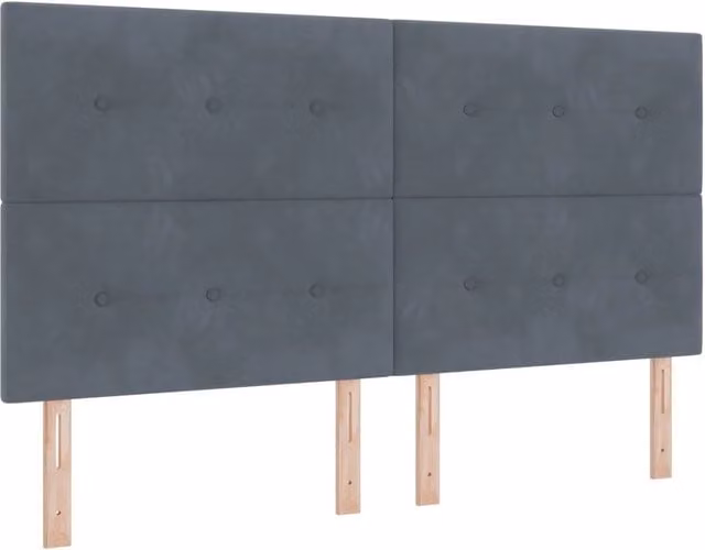 Testiera con illuminazione LED in velluto grigio, Larghezza: 180 cm