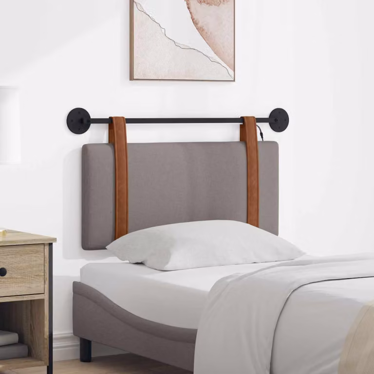 Testiera del letto sospesa vidaXL in similpelle tortora con illuminazione integrata e pannello imbottito