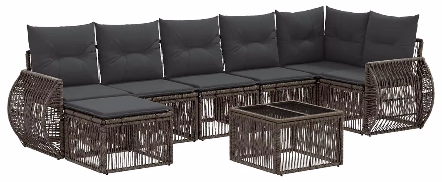 Set Divano da Giardino 8 pcs Grigio e Grigio Scuro polyrattan