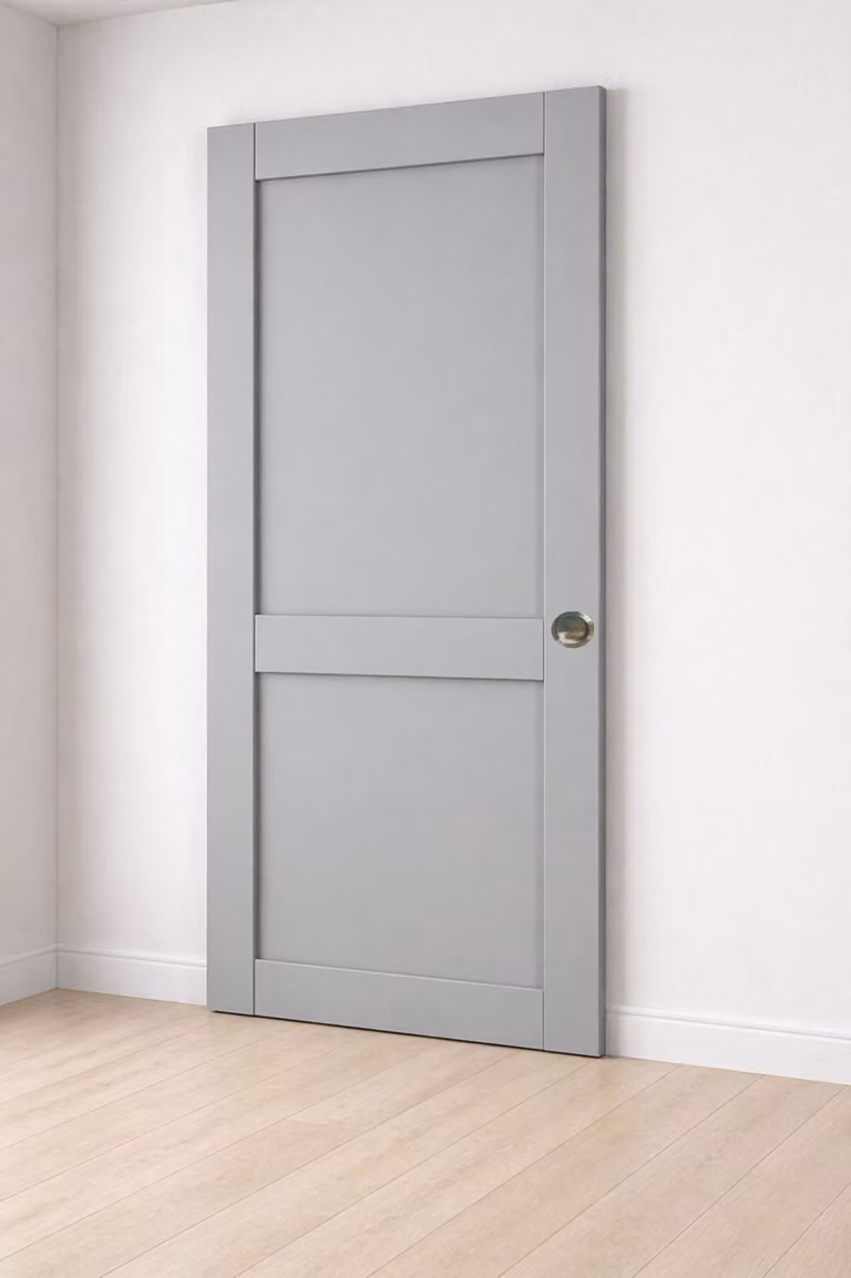 Porta scorrevole Athena grigia chiara 2 pannelli H204 x L73 cm, conchiglie Gd Menuiseries