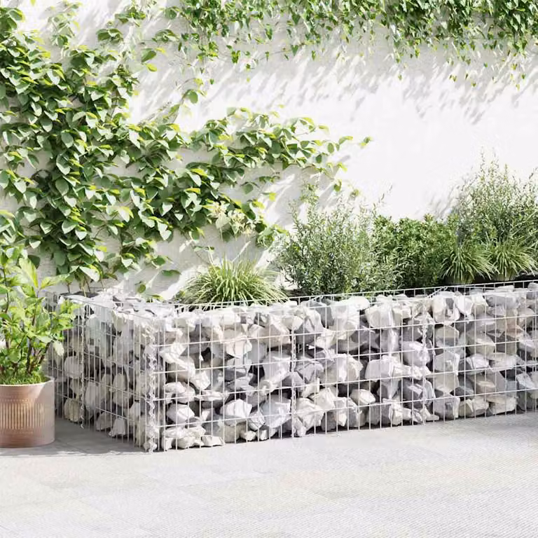 vidaXL Gabbione in Acciaio Zincato Grigio L: 600 cm, P: 50 cm, H: 50 cm