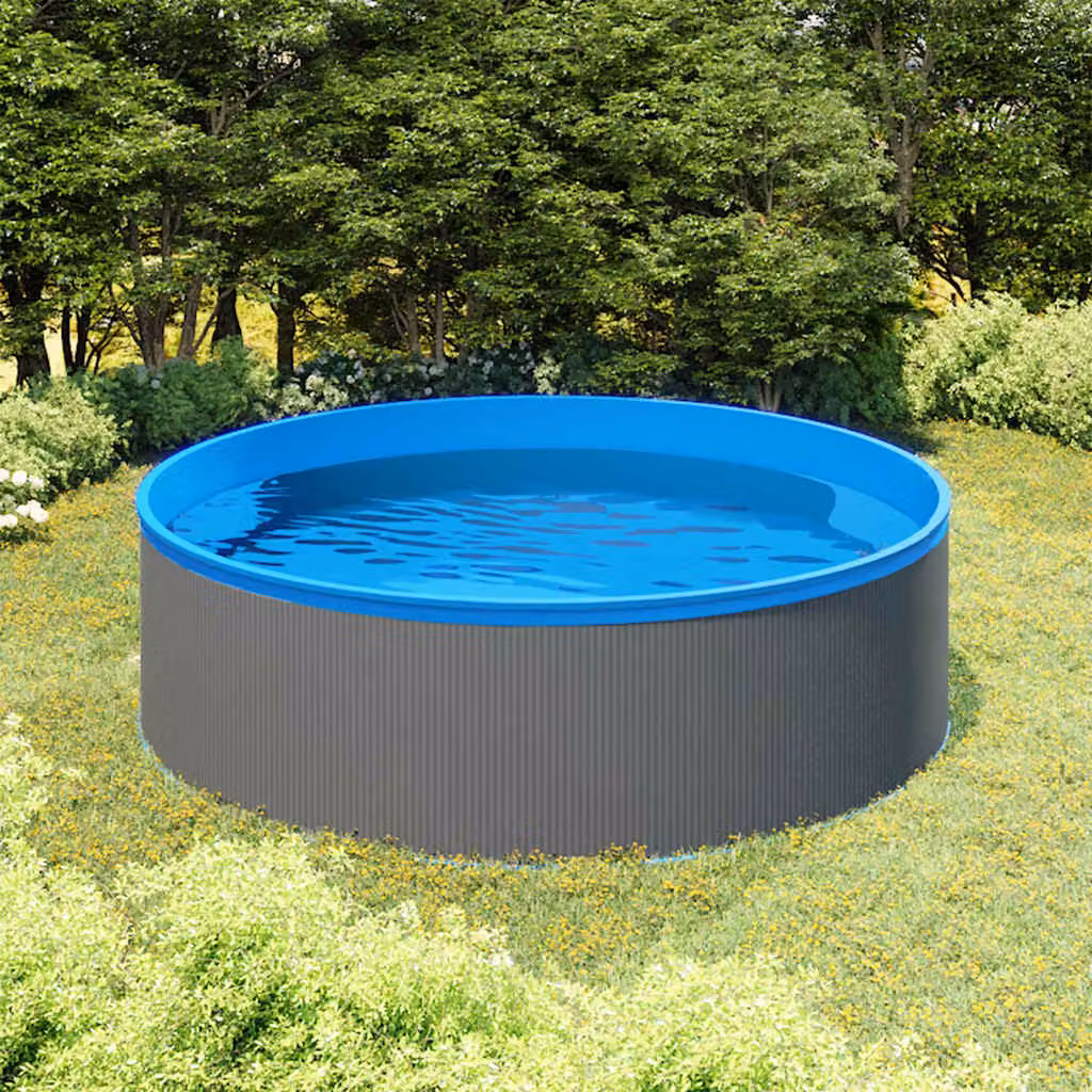 Piscina fuori terra rotonda vidaXL con skimmer e pompa, Diametro: 350 cm, Altezza: 90 cm, Grigia