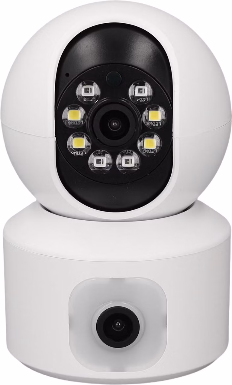 Telecamera di sorveglianza a doppio obiettivo 1080p wireless home WiFi 360 gradi PTZ a rotazione rilevamento del movimento