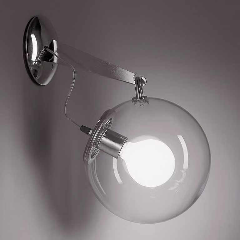 Artemide Applique da parete di design Miconos, dimmerabile, Cromo / Argento, Soggiorno / Sala da pranzo, Vetro, Design, Applique