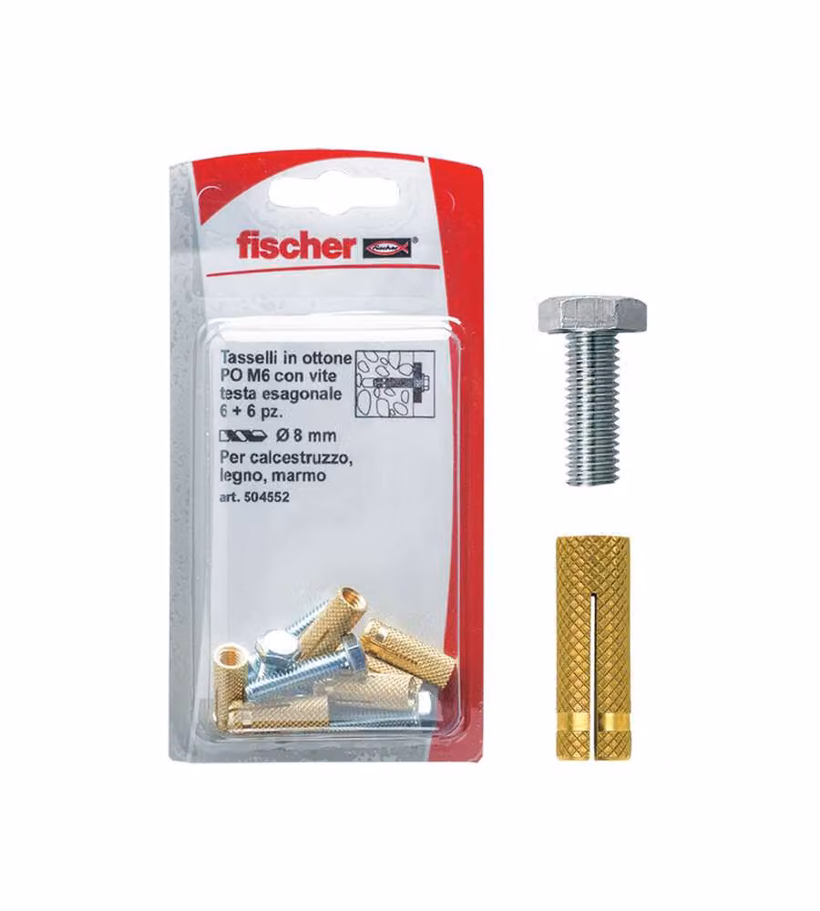 Fischer Tasselli ottone PO M6 TE K con vite (6 Pz.)
