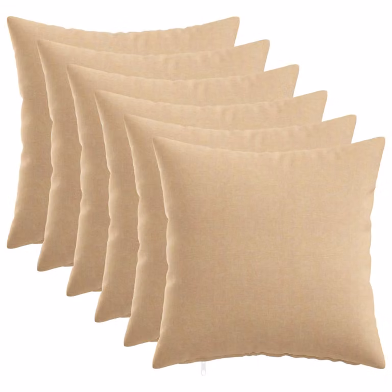 Set di 6 cuscini vidaXL HEERLEN in tessuto beige con fodera lavabile e rimovibile L/P/H: 50 x 50 x 12 cm