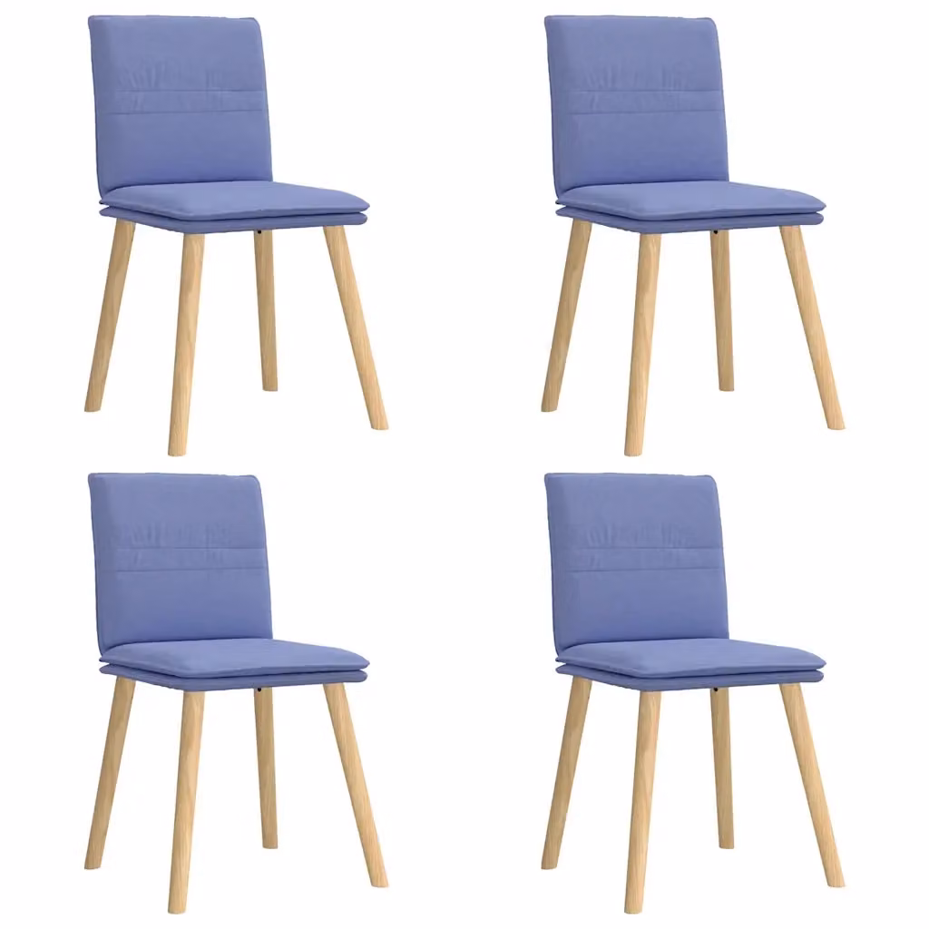 Set di 4 sedie da pranzo vidaXL in tessuto blu jeans con struttura in legno e metallo per soggiorno e cucina – 2