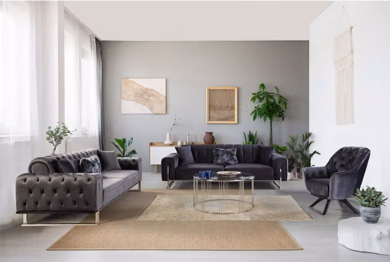 Designer Wohnzimmer Set Sofagarnitur 3+3+1 Sitz Möbel Garnituren 3tlg.