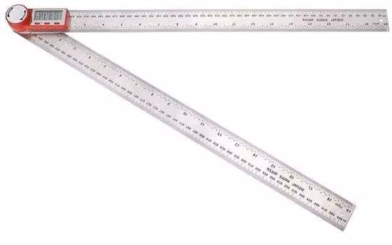 Misuratore digitale a 360 gradi con custodia in acciaio inossidabile e display LCD - Strumento di misurazione per angoli e lunghezze (0-500 mm)
