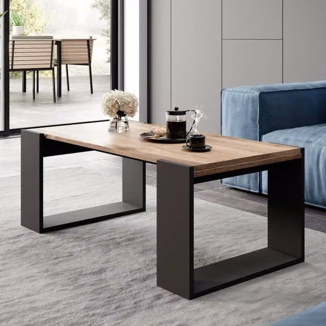 Tavolino da salotto DMORA Specchia moderno con ampio ripiano, L 120 cm x P 46 cm x H 55 cm, Rovere e Antracite