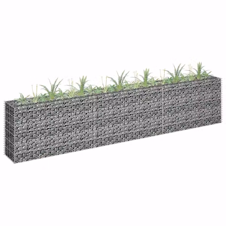 vidaXL Gabbione Letto Rialzato in Acciaio Zincato Grigio L: 270 cm, P: 30 cm, H: 60 cm