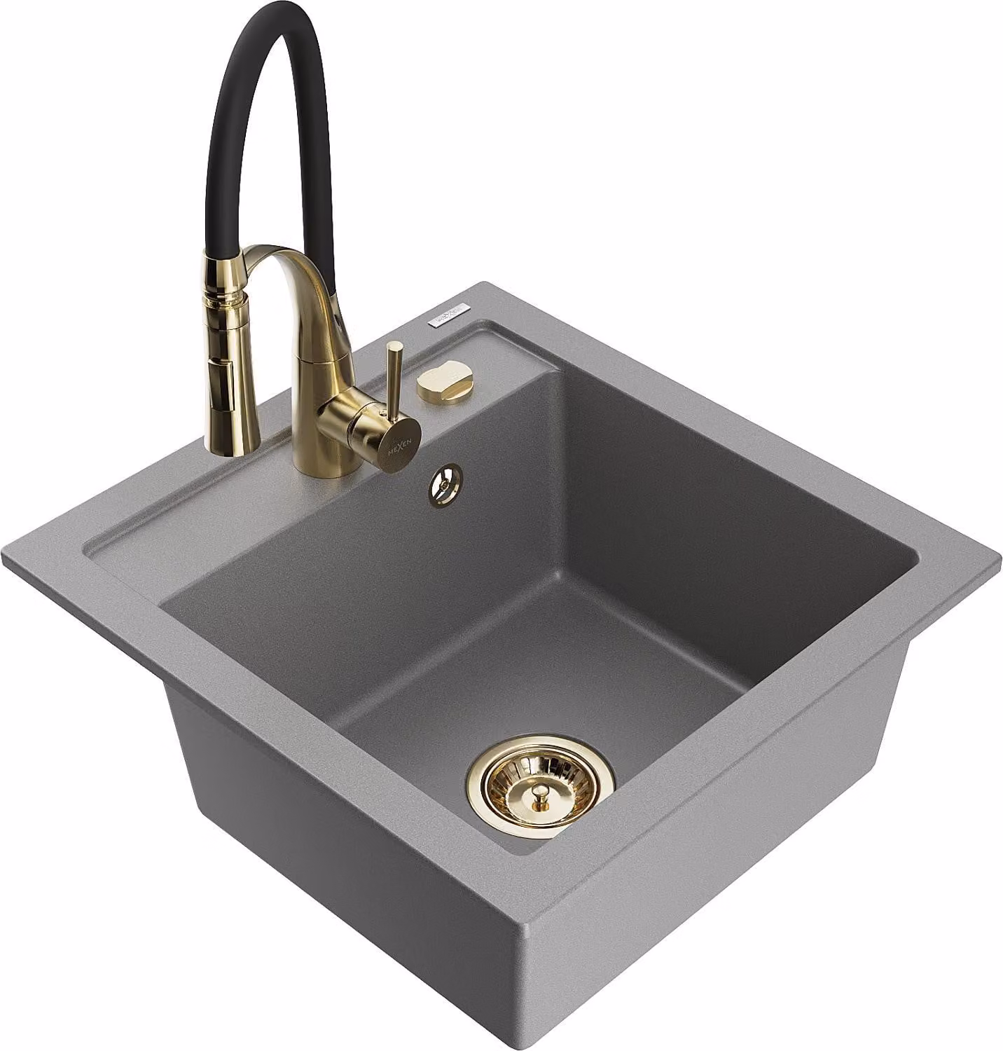 Mexen Vito lavello in granito a 1 vasca con miscelatore cucina Aster, grigio - 6503-71-73450-57-G