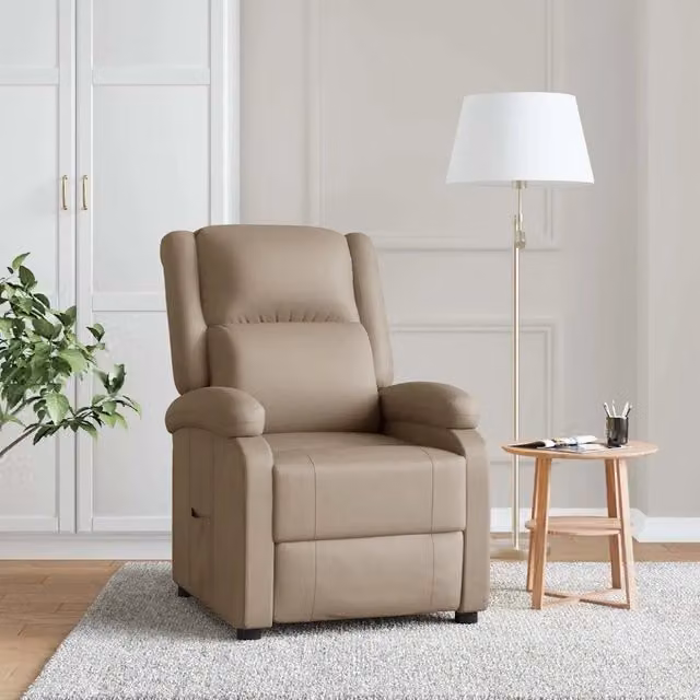 Poltrona Reclinabile Relax vidaXL in Similpelle Beige con Braccioli e Leva Manuale
