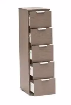 Cassettiera KIVIO con 5 cassetti in rovere grigio opaco, L: 27 cm, H: 103 cm, P: 38 cm – 2