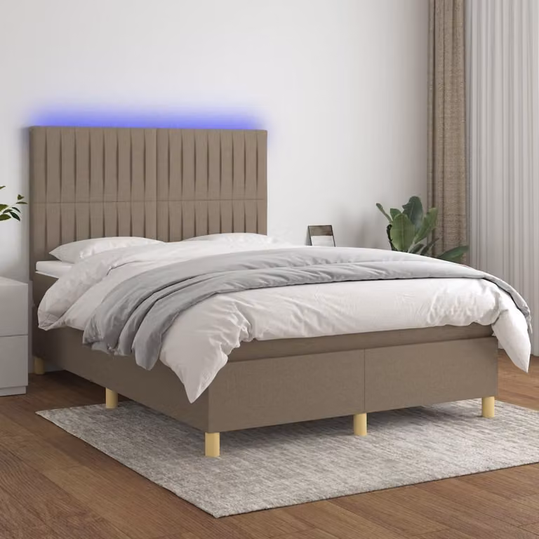 Maison Exclusive - Letto a Molle con Materasso e LED Tortora 140x190 cm in Tessuto