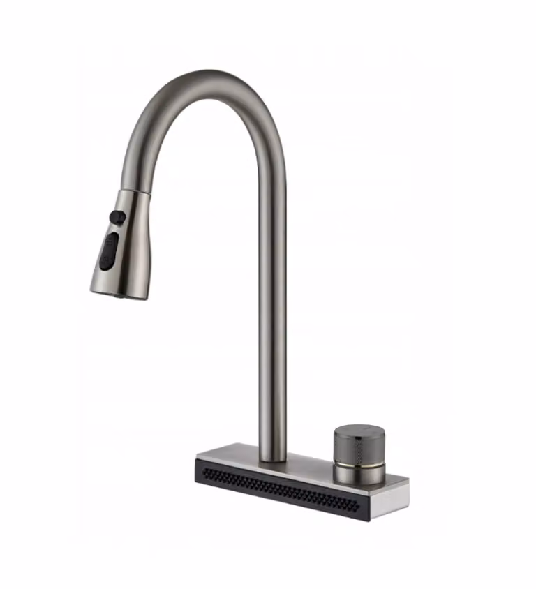 Rubinetto a cascata con testa estraibile Grigio