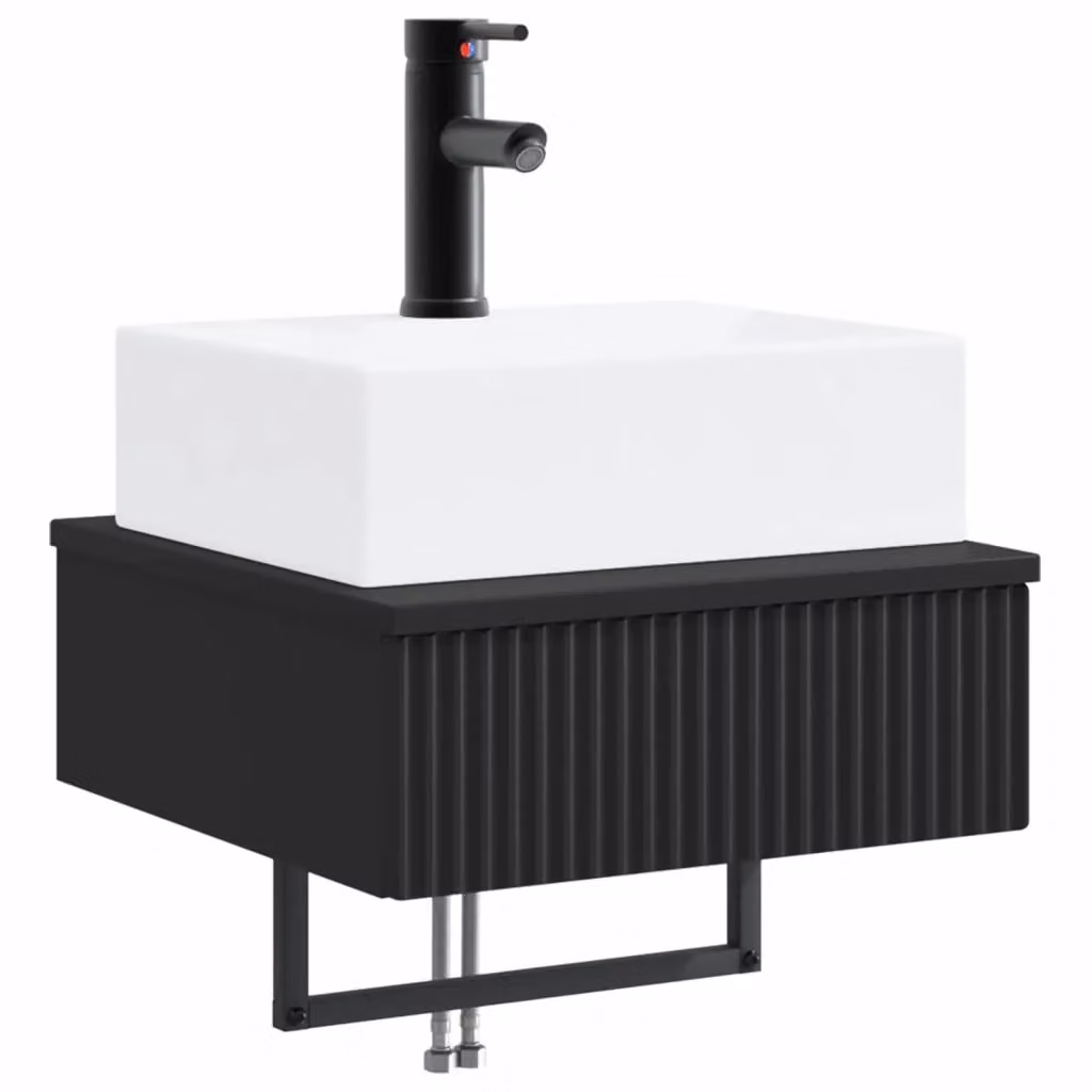 Lavabo da parete nero opaco vidaXL in MDF L/P/H: 40 x 41 x 39 cm – 2