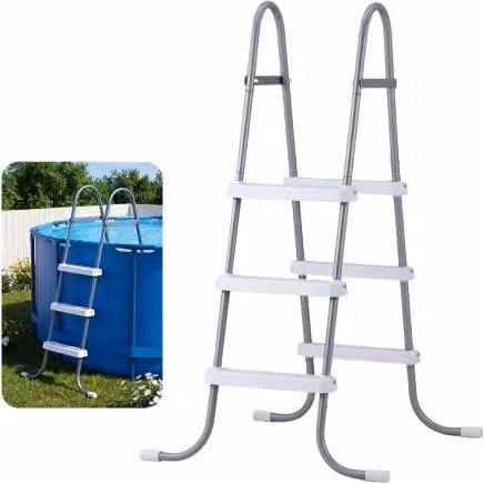 Scaletta di sicurezza per piscine fuori terra VEVOR a 3 gradini con struttura ad A in acciaio al carbonio e gradini antiscivolo, Altezza: 106,7 cm
